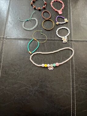 Source Unknown Multicolor Kids Beaded Necklace and Bracelet Set